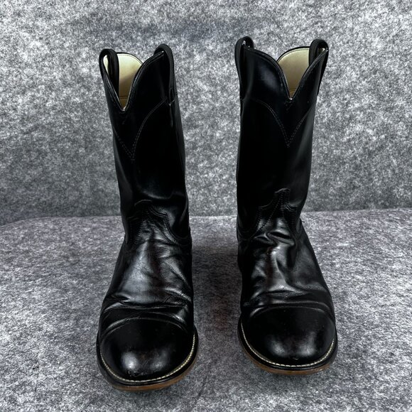 Laredo Mens Black Leather Cowboy Western Boots Pull On Size...